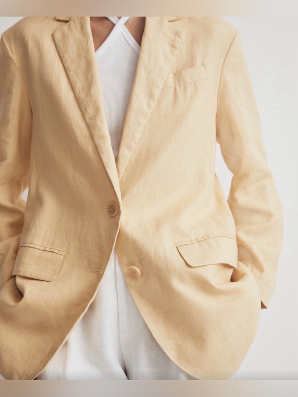 Madewell Yellow Linen-Blend Blazer